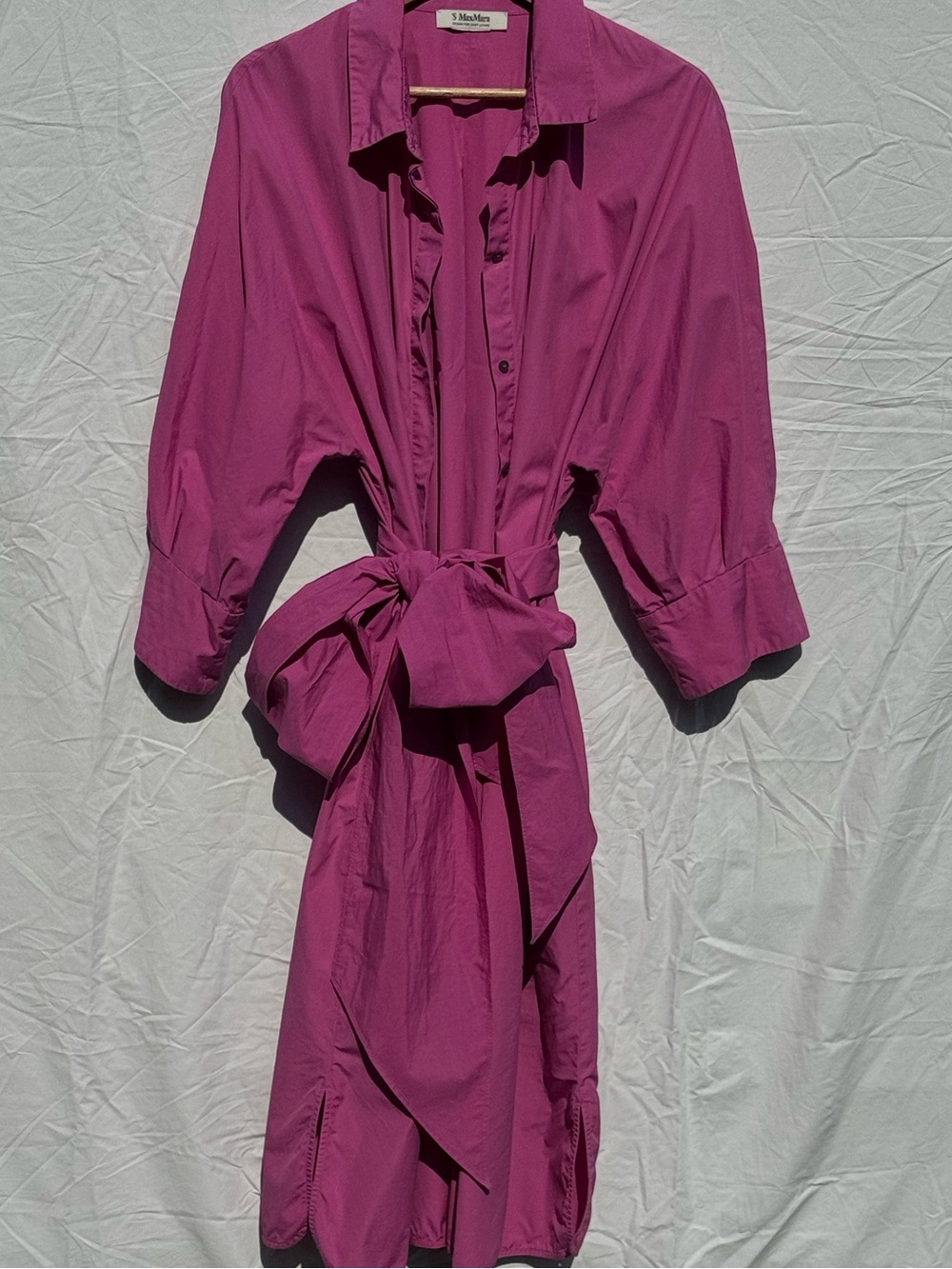Max Mara Pink 100% Cotton Belted Shirt Dress, EU 46 / US 16 - Picture 7 of 9
